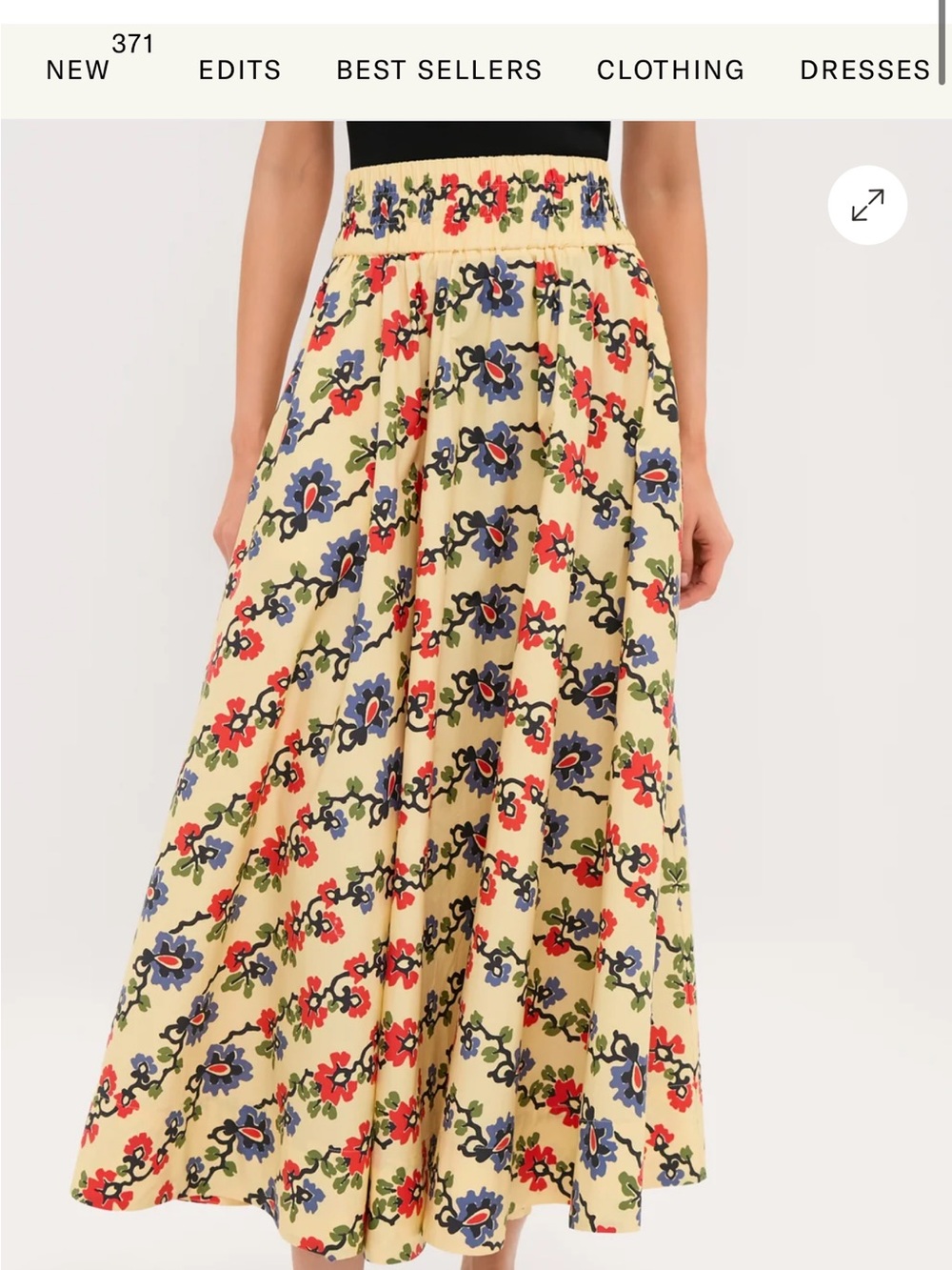 Tuckernuck Yellow Maxi Skirt with Red and Blue Floral Print